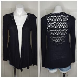 Apt. 9 crochet back open front asymmetrical hem cardigan sz S
